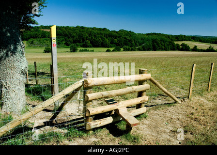 Stile on 1066 Country Walk near Westfield East Sussex South coast England Britain UK Europe EU E U Stock Photo