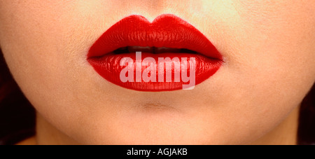 Full Red Womans Lips Stock Photo
