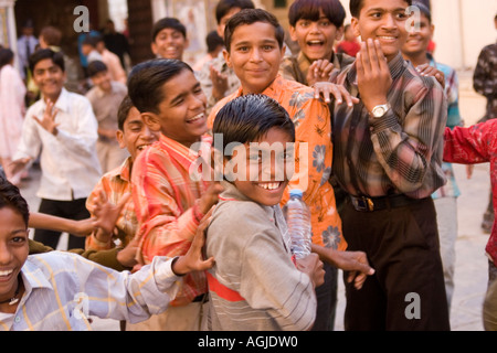 india group of boys in udaipur Stock Photo