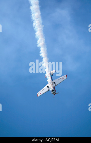 Yakovlev display team performing aerobatic display at Shoreham airshow, Shoreham Airport, West Sussex, England, UK Stock Photo