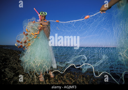 Sinai bedouin fisherman in Dahab Stock Photo