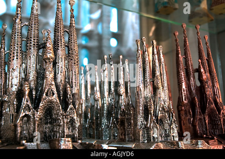Miniature replicas of the Sagrada Familia temple in a souvenir shop in Barcelona Spain Stock Photo