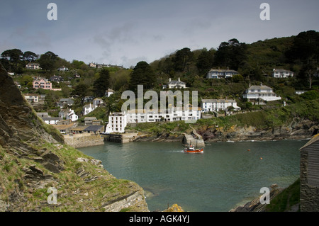 Polperro harbour viewed from clifftops. Stock Photo