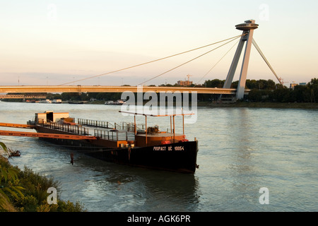 Nový Most, 'New Bridge', over the River Danube, Bratislava, Slovak Republic Stock Photo