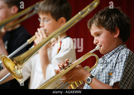 kids making music Stock Photo