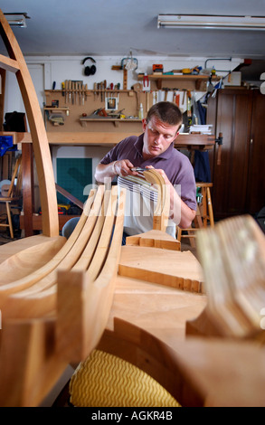 a cabinet maker at work in a studio in Shebbear North devon Stock Photo
