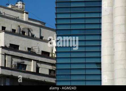 Bucuresti, Cala Victoriei, old house with modern reconstruction, shell building Stock Photo