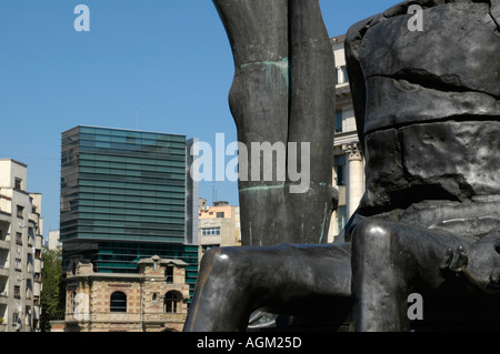 Bucuresti, Cala Victoriei, old house with modern reconstruction, shell building Stock Photo