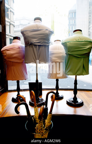 Window display of  men's shirts in various colours Stock Photo