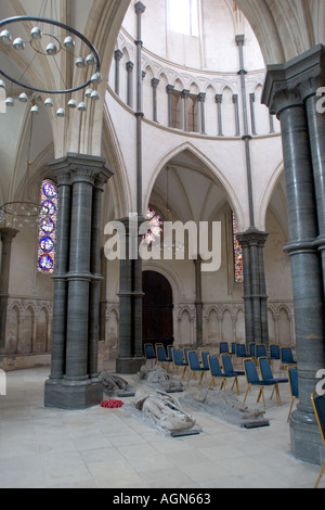 Knight Tomb effigies in the Temple church City of London England GB UK Stock Photo