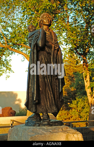 Statue of Sacagawea also known as Sakakawea in Bismarck North Dakota She was an interpreter for the Lewis and Clark expedition Stock Photo