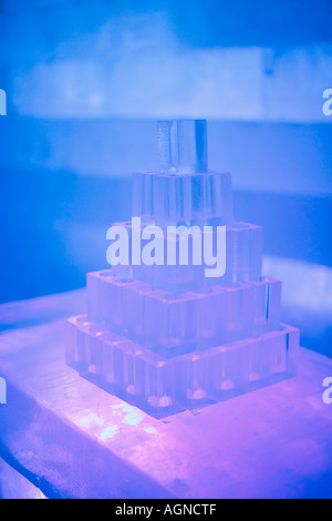 Drink glasses made of ice at the Absolute Icebar of the Ice hotel Jukkasjarvi Sweden Stock Photo