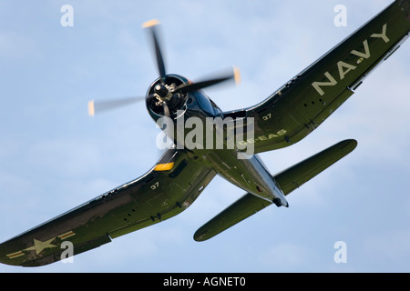 Chance Vought F4U-U Corsair in the case of a flight show Stock Photo