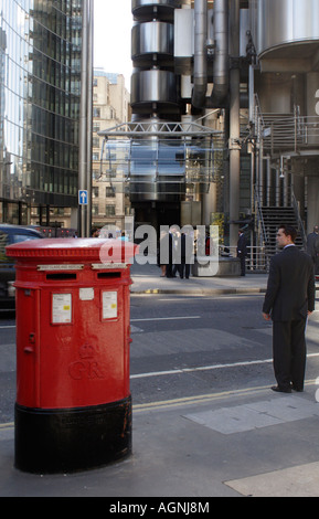 English Post Box and City Gent near the Lloyds Building London September 2007 Stock Photo