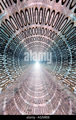 Digital binary data tunnel and binary code streaming on the black ...