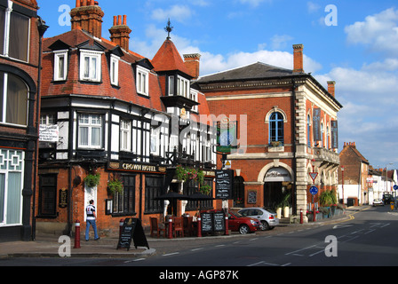 Crown Hotel and Old Town Hall, London Street, Chertsey, Surrey, England, United Kingdom Stock Photo