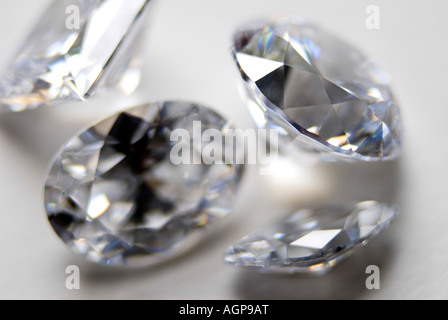 Diamonds of various cuts (lab-created cubic zirconia) Stock Photo