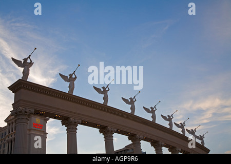 Las Vegas Nevada Statues of Angels Blowing Horns at Caesar s Palace Hotel and Casino Stock Photo