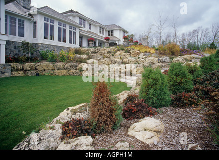 upscale house with landscaping Stock Photo