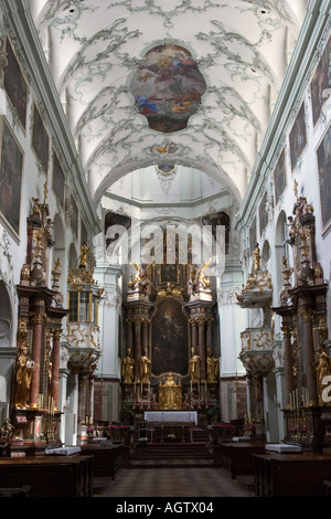 Nave and the High Altar of the St. Peter's Abbey Church. Salzburg, Austria. Stock Photo