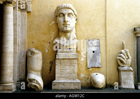 Rome. Italy. Remains of the huge 4th C AD statue of Roman Emperor ...