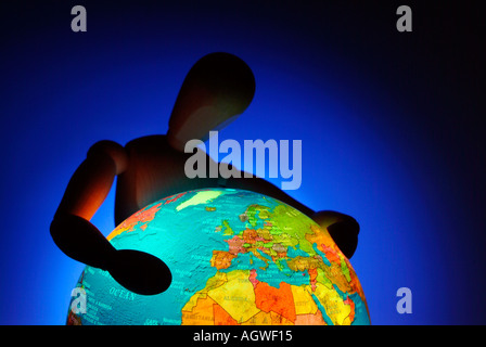 man embracing the world Stock Photo