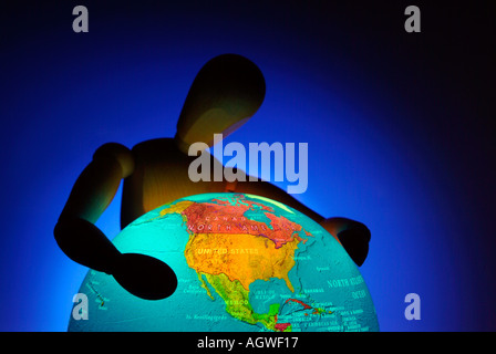 man embracing the world Stock Photo