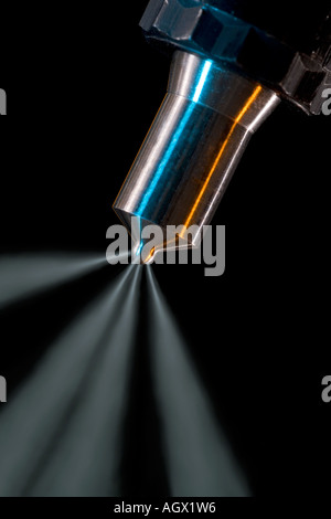 Side view of spray from a diesel engine fuel injector Stock Photo