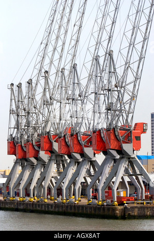 Cranes used for loading and unloading containers at the Port of Rotterdam Netherlands Stock Photo