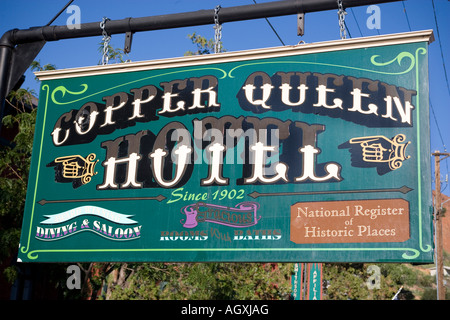 Sign outside the Copper Queen Hotel Bisbee Arizona Stock Photo