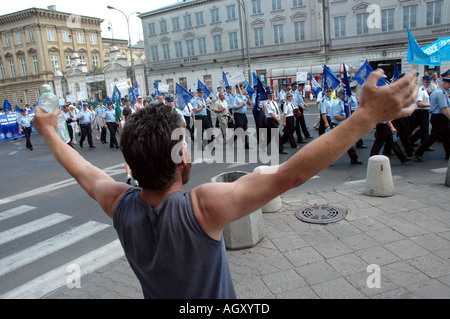 protest of polish uniformed services in Warsaw against bad working conditions and low pay Stock Photo