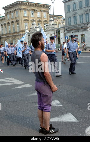 protest of polish uniformed services in Warsaw against bad working conditions and low pay Stock Photo