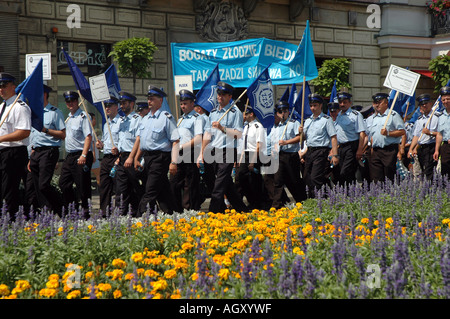 protest of polish uniformed services in Warsaw against bad working conditions and low pay Stock Photo