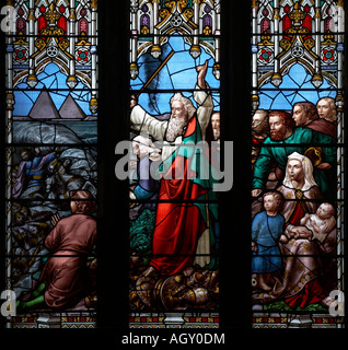 Stained Glass Window in Gloucester Cathedral Gloucestershire England Stock Photo