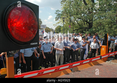 protest of polish uniformed services in Warsaw against bad working conditions and low pay Stock Photo