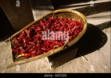 China Yunnan Lijiang Food dried chillies Stock Photo