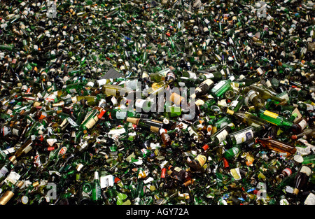 Bottles at a recycling centre Stock Photo