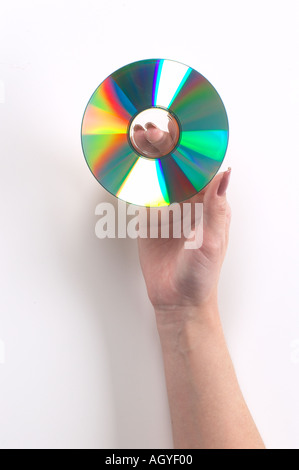 Hand Holding DVD CD Compact Disc Stock Photo