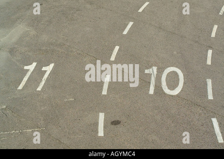 numbered lanes on tarmac Stock Photo