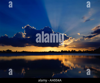 Sunset Over Lake Stock Photo - Alamy