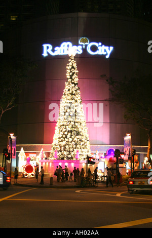 Christmas tree  at Raffles City shopping centre on Orchard Road, Singapore Stock Photo
