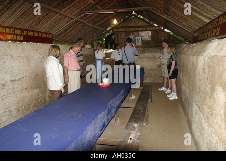 Chu Chi tunnel complex meeting room Vietnam for Viet Cong army Stock Photo