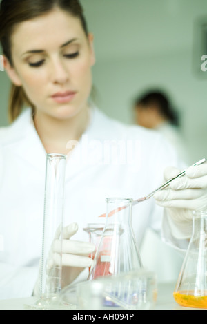 Female scientist working in laboratory Stock Photo