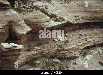 Overview of ancient Anasazi 'Moon House' ruin, in remote McCloyds Canyon, Utah Stock Photo