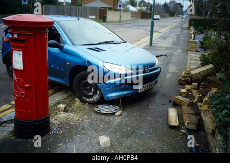 Crashed Car Peugot 206 After Accident Stock Photo