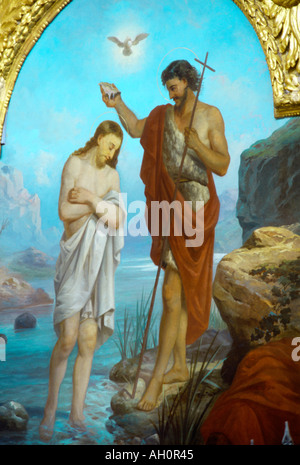 Martigue Provence France John the Baptist Baptising Jesus Christ in the Jordan River Stock Photo