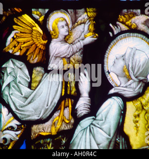 Angels Stained Glass Window in St Martin of Tours Church Epsom Surrey England Stock Photo