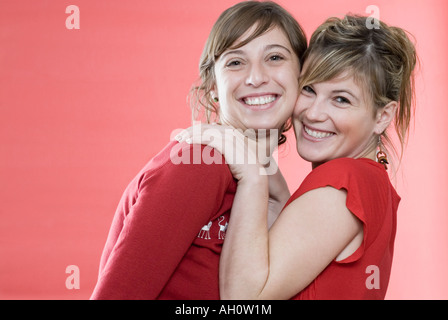 Portrait of two young women smiling Stock Photo