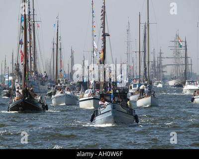 During the Sail Amsterdam 2005 tall ship event the water around Amsterdam the Netherlands is extremely crowded Stock Photo