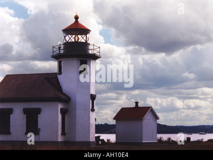 Point Robinson Light Station, Maury Island, Washington. This lighthouse is on the shoreline of Puget Sound. Stock Photo